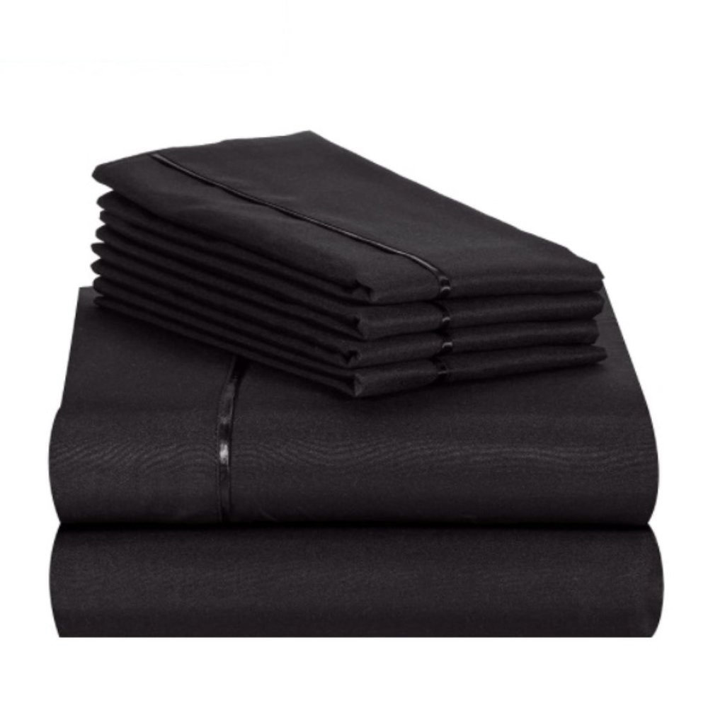 6 PC Sheet Set Bamboo Sheets Deep Pockets 18" Eco Friendly Black Color